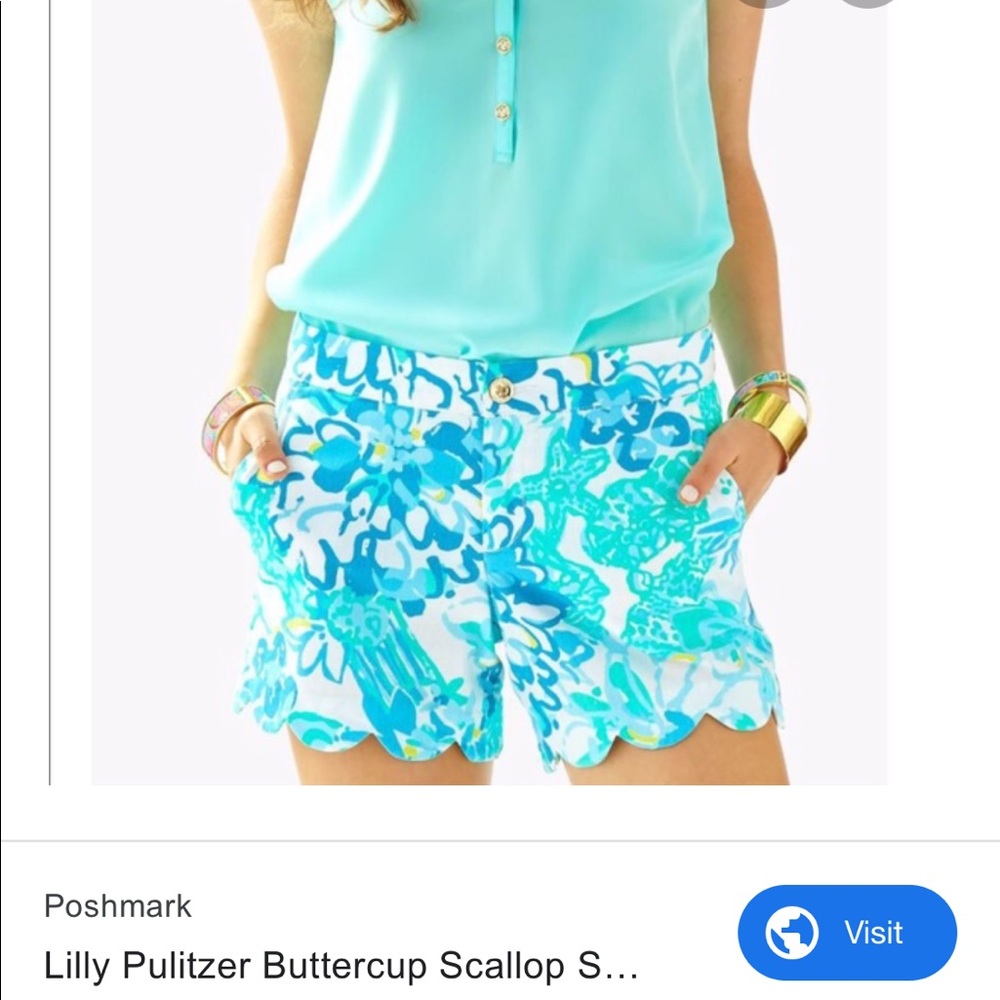 Lilly Pulitzer Buttercup Scalloped Shorts Size 8